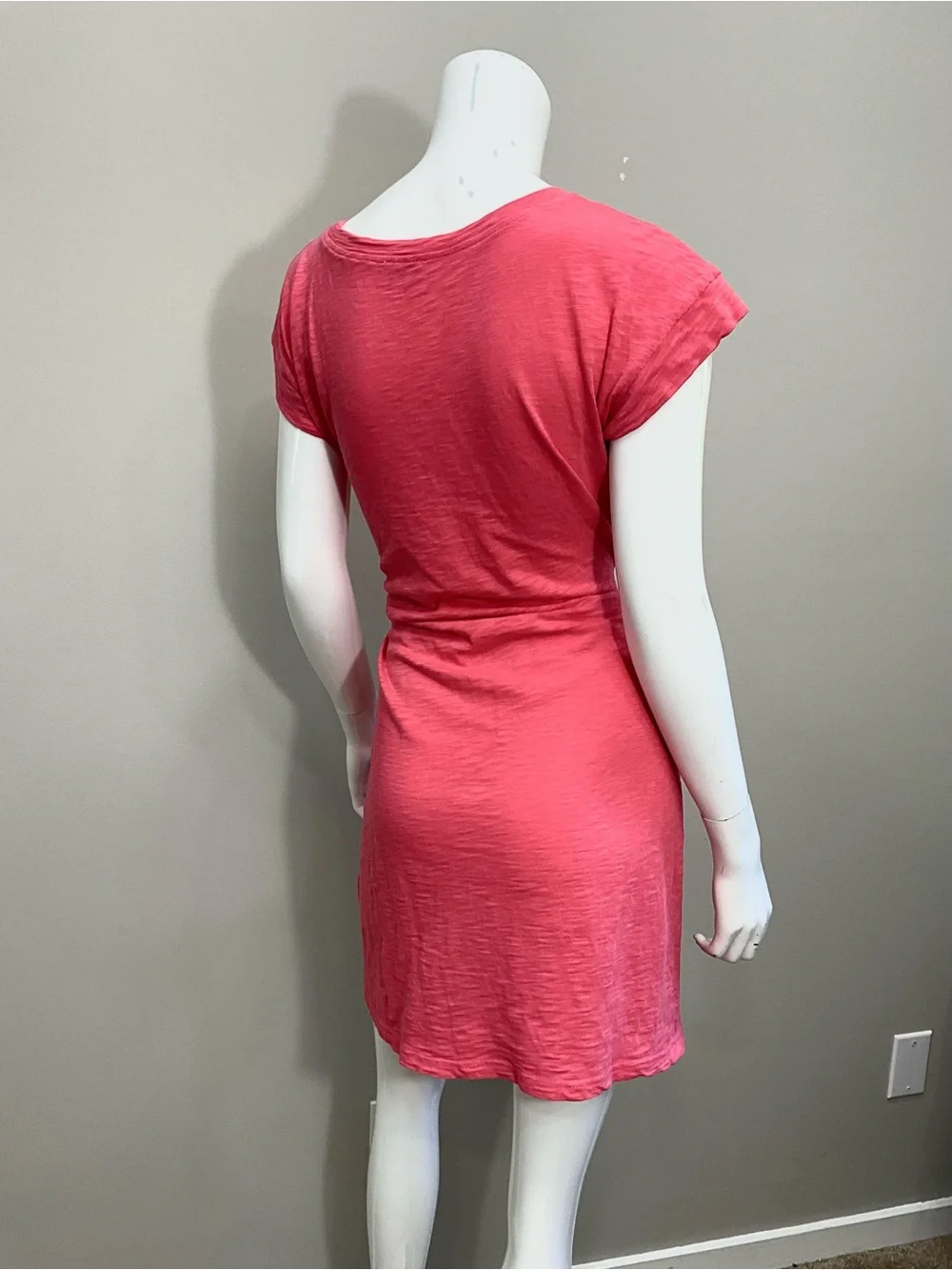 J. CREW Coral Pink Tie Waist Mini Dress Size S Casual Chic Summer